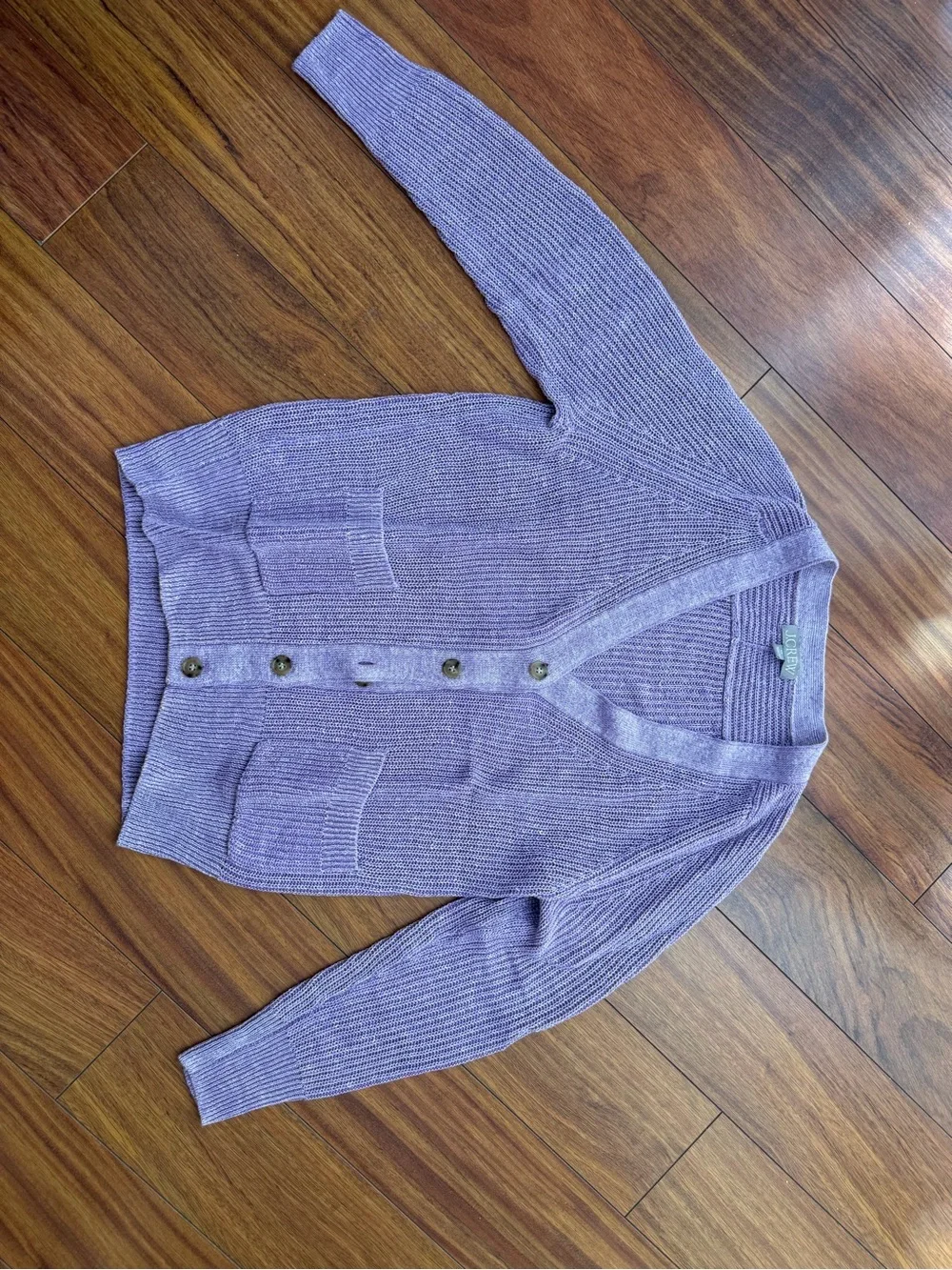 J. Crew Lilac Ribbed Button-Front Cardigan